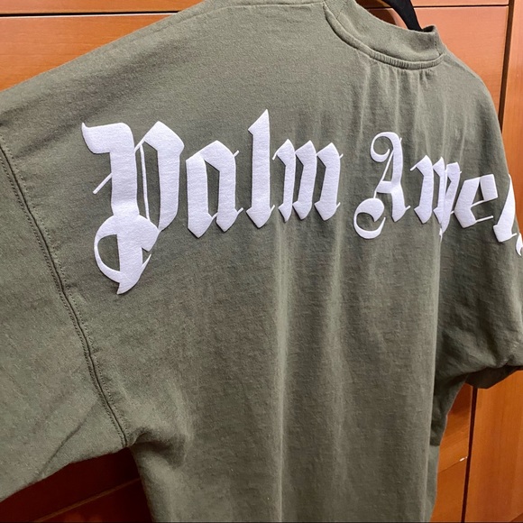 SOLD -Palm Angels Military Green Classic Logo Over T-Shirt - Picture 7 of 11